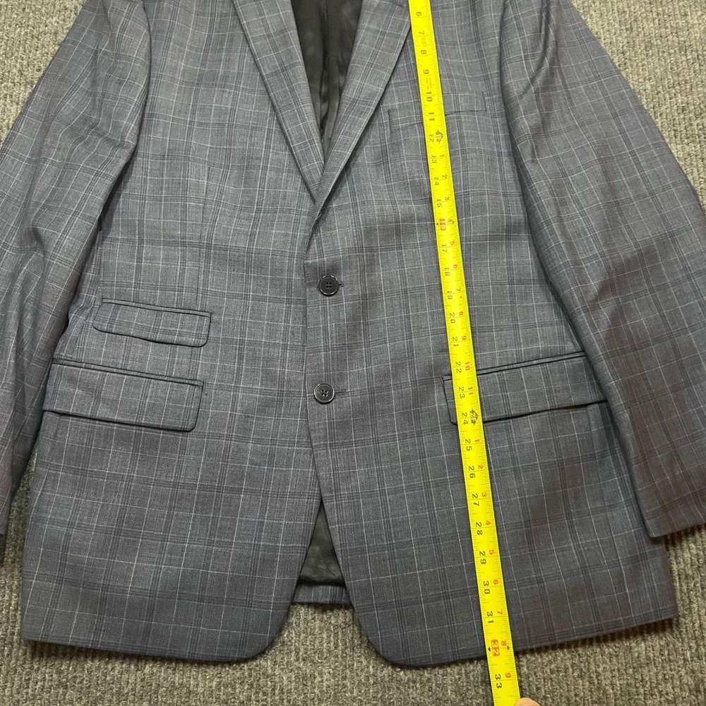 Calvin Klein Wool Blue Glen Plaid Check Two Button jacket Blazer Sport Coat 43R
